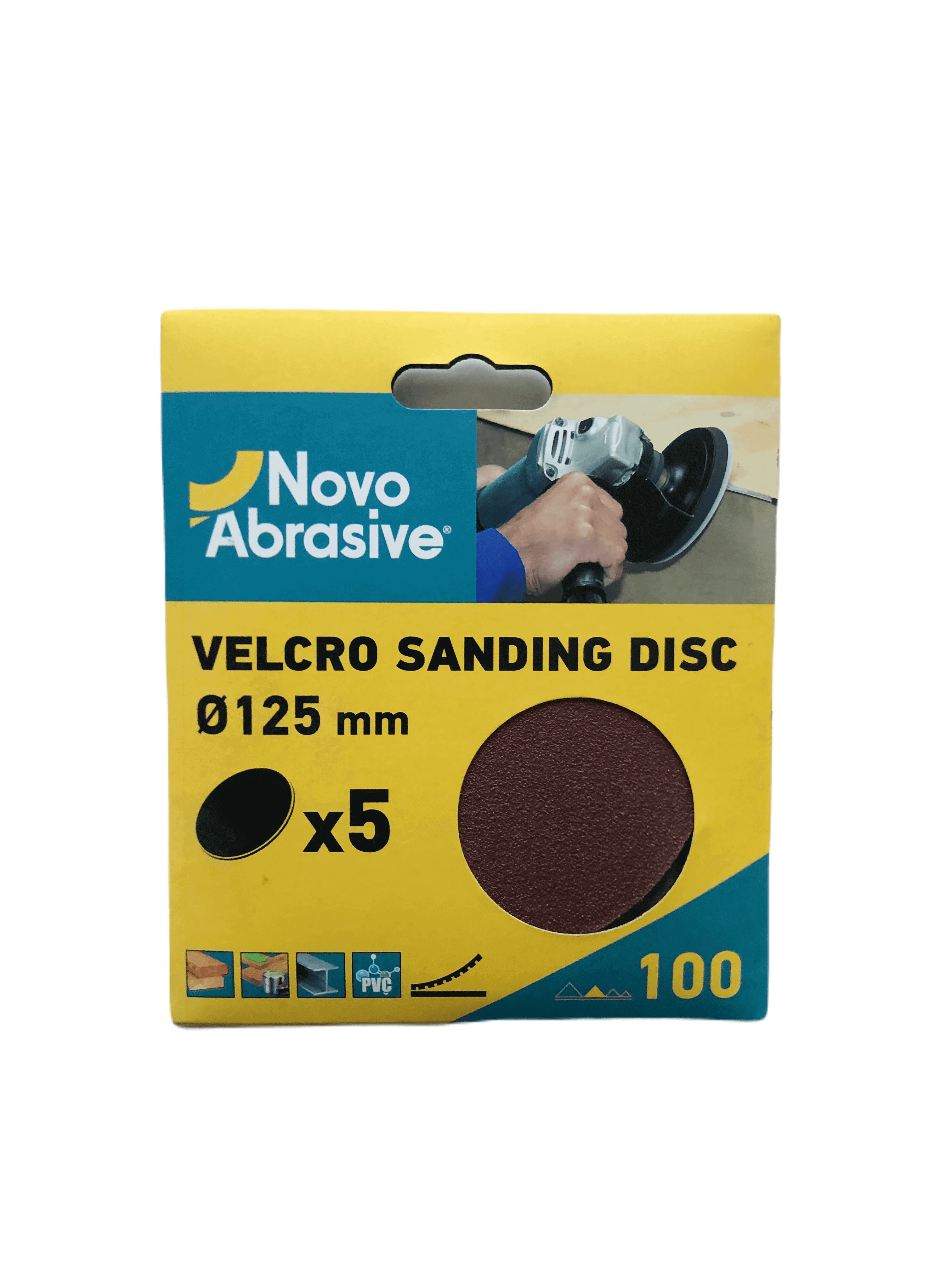 Круг шліфувальний самозачепний NovoAbrasive 125 мм, Р100, 5шт.